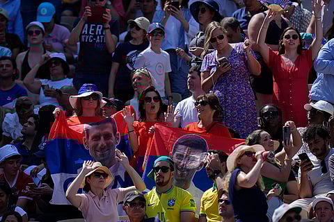 Supporters of Serbia's Novak Djokovic